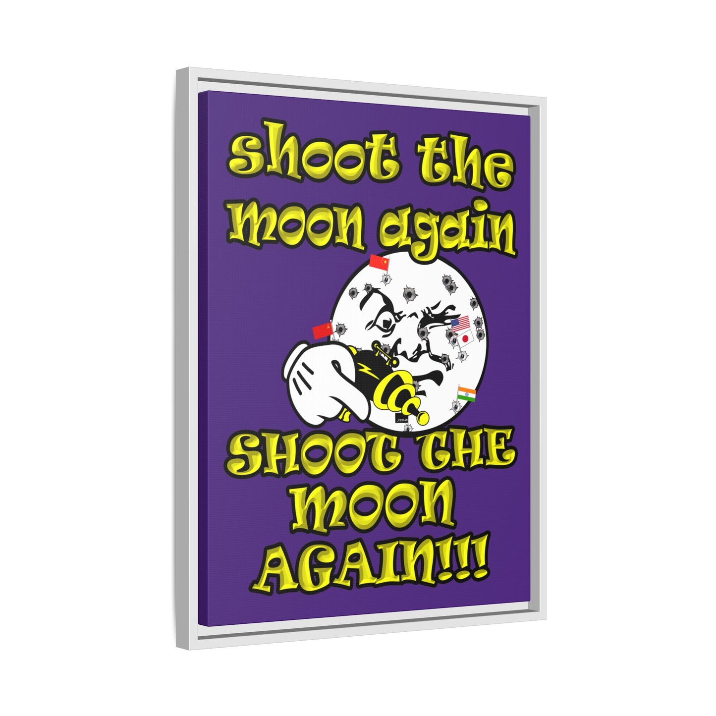 shoot the moon again - framed canvas art (purple)