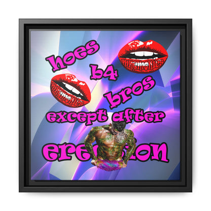 hoes b4 bros - framed canvas art (grey-pink wave)