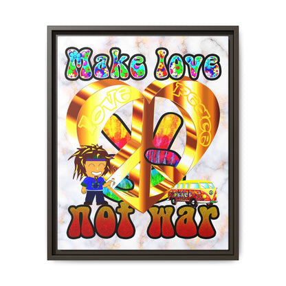 love peace - framed canvas art (white marble)