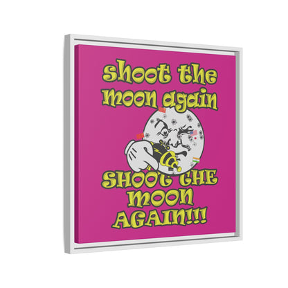 shoot the moon again - framed canvas art (pink)