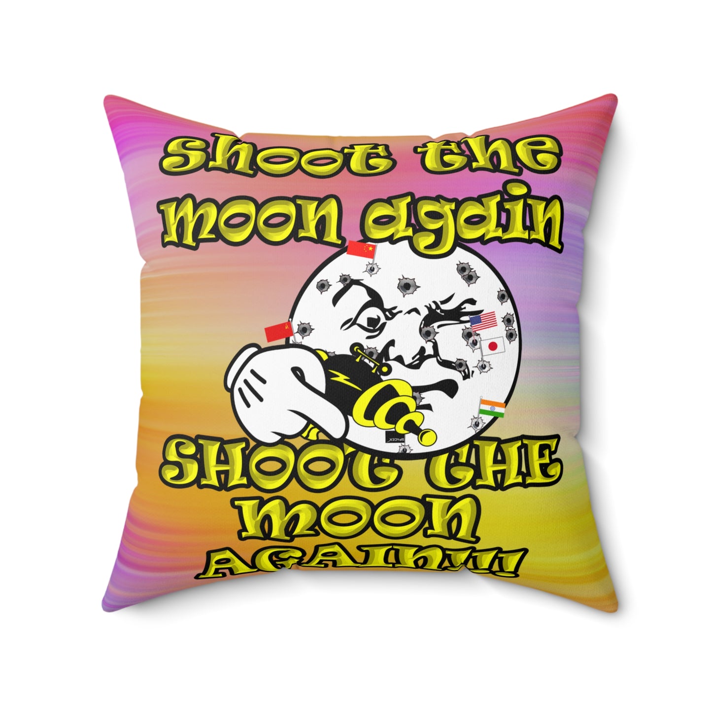 shoot the moon again - Spun Polyester Square Pillow - (color blur)