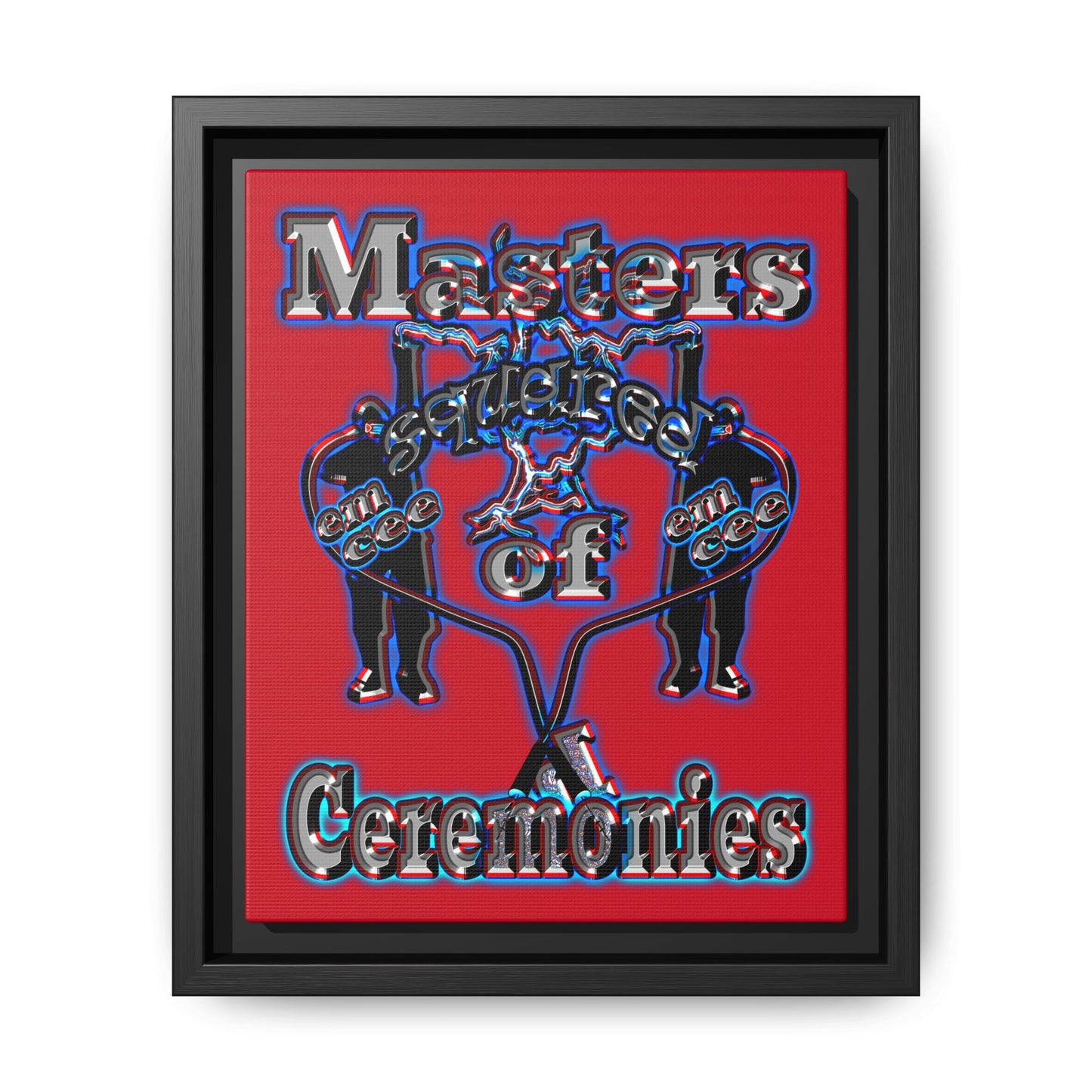 em cee squared - framed canvas art (dark red)