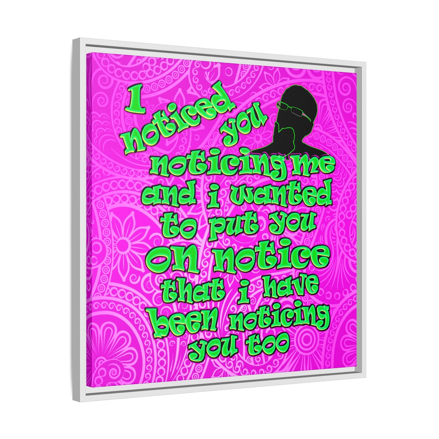 noticed you noticing - framed canvas art (pink swirl)