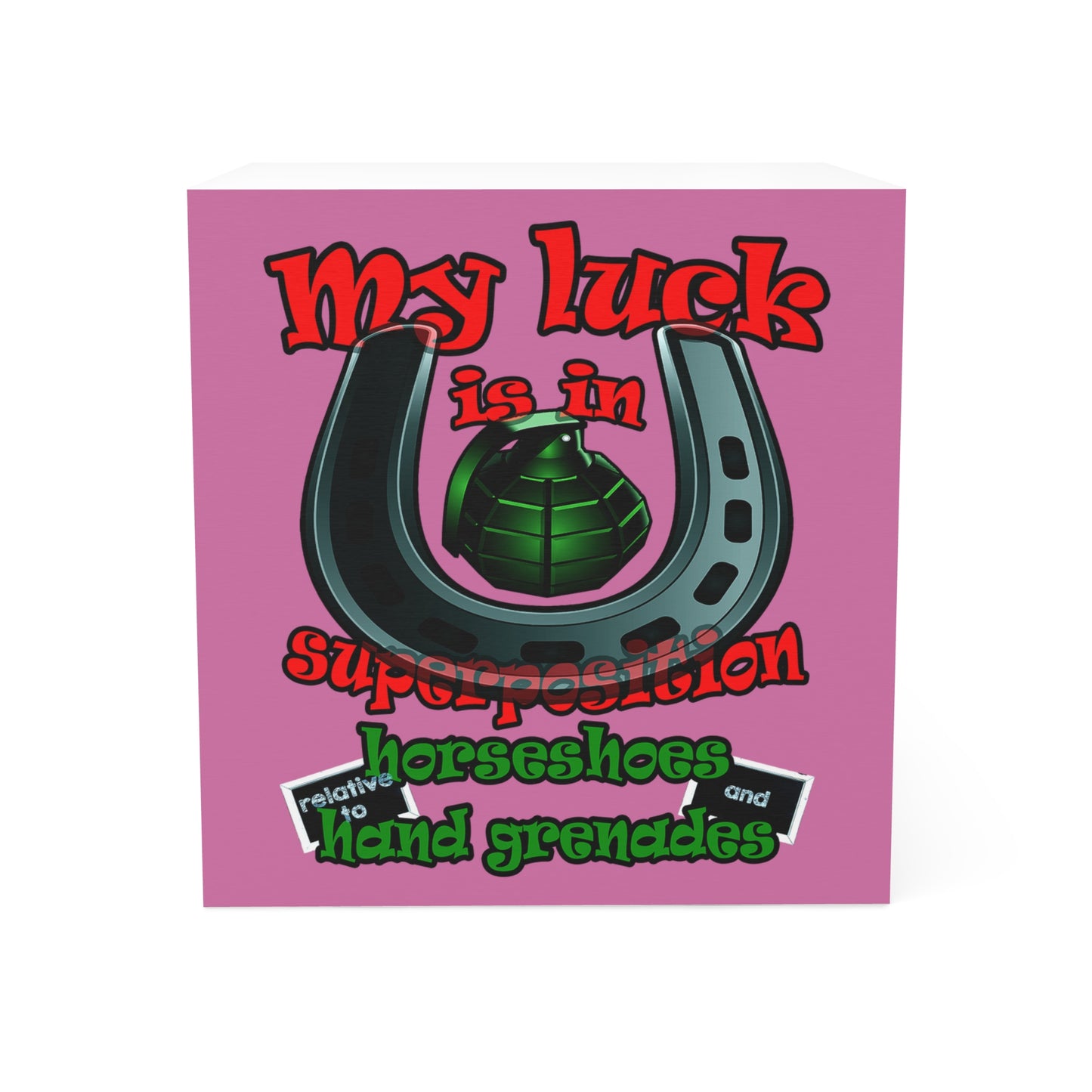 my luck - note cube (light pink)