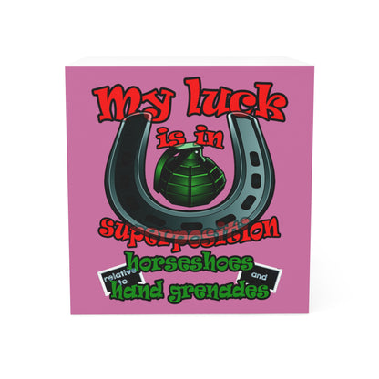 my luck - note cube (light pink)