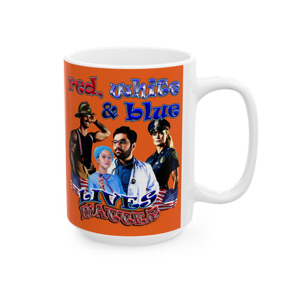 rw&b lives matter - White Mug (orange)