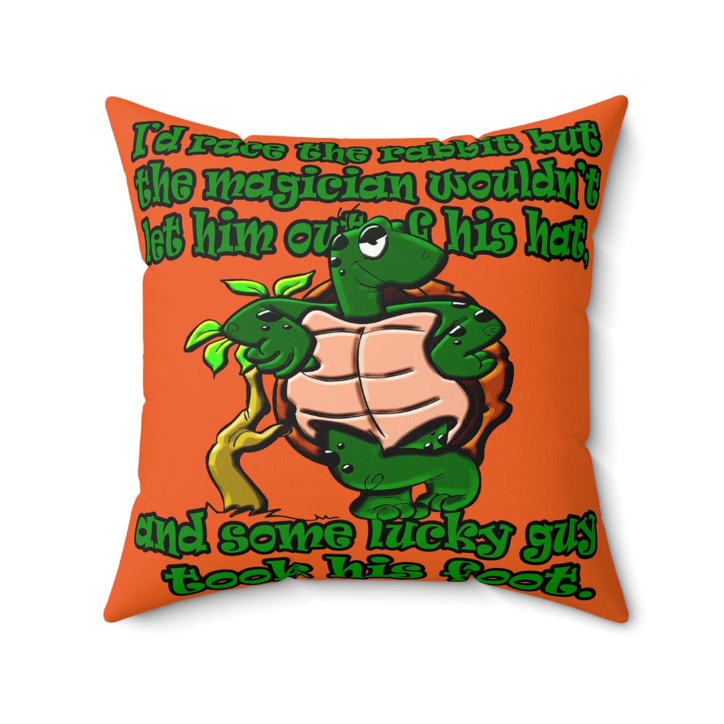 turtle race - Faux Suede Square Pillow - (orange)