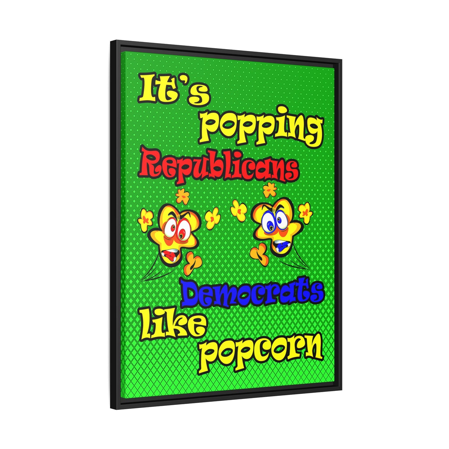 popping like popcorn - framed canvas art (logo green)