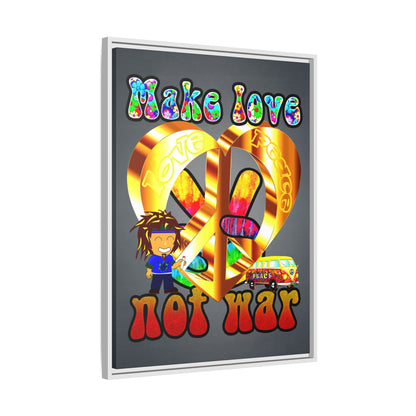 love peace - framed canvas art (grey-light grey)