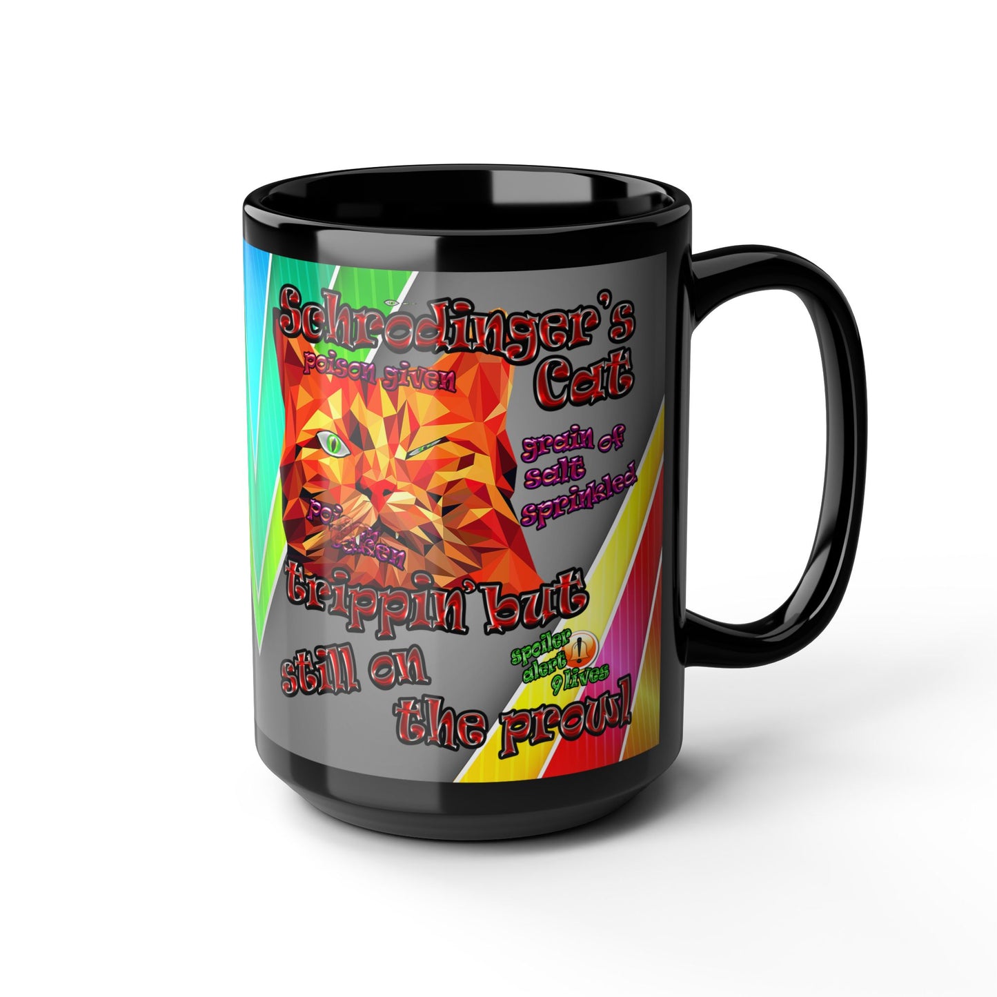 schrodinger's cat - Black Mug (rainbow split)