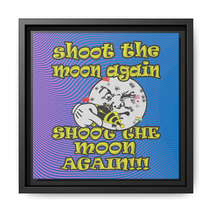 shoot the moon again - framed canvas art (light blue-purple wave)
