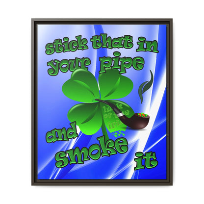 stick that in your pipe and smoke it - framed canvas art (blue-white wave)