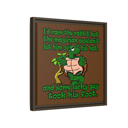 turtle race - framed canvas art (brown)