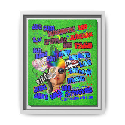 drop the beat - framed canvas art (green turf)