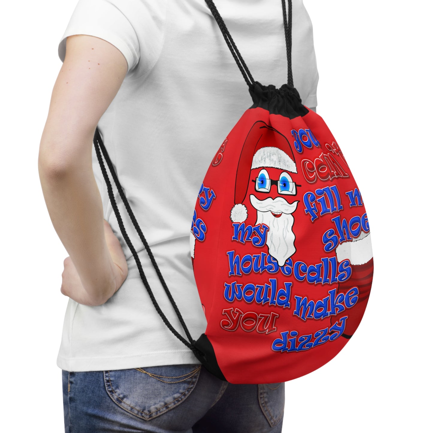 santa's shoes - Drawstring Bag (red)