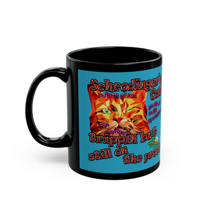 schrodinger's cat - Black Mug (turquoise)