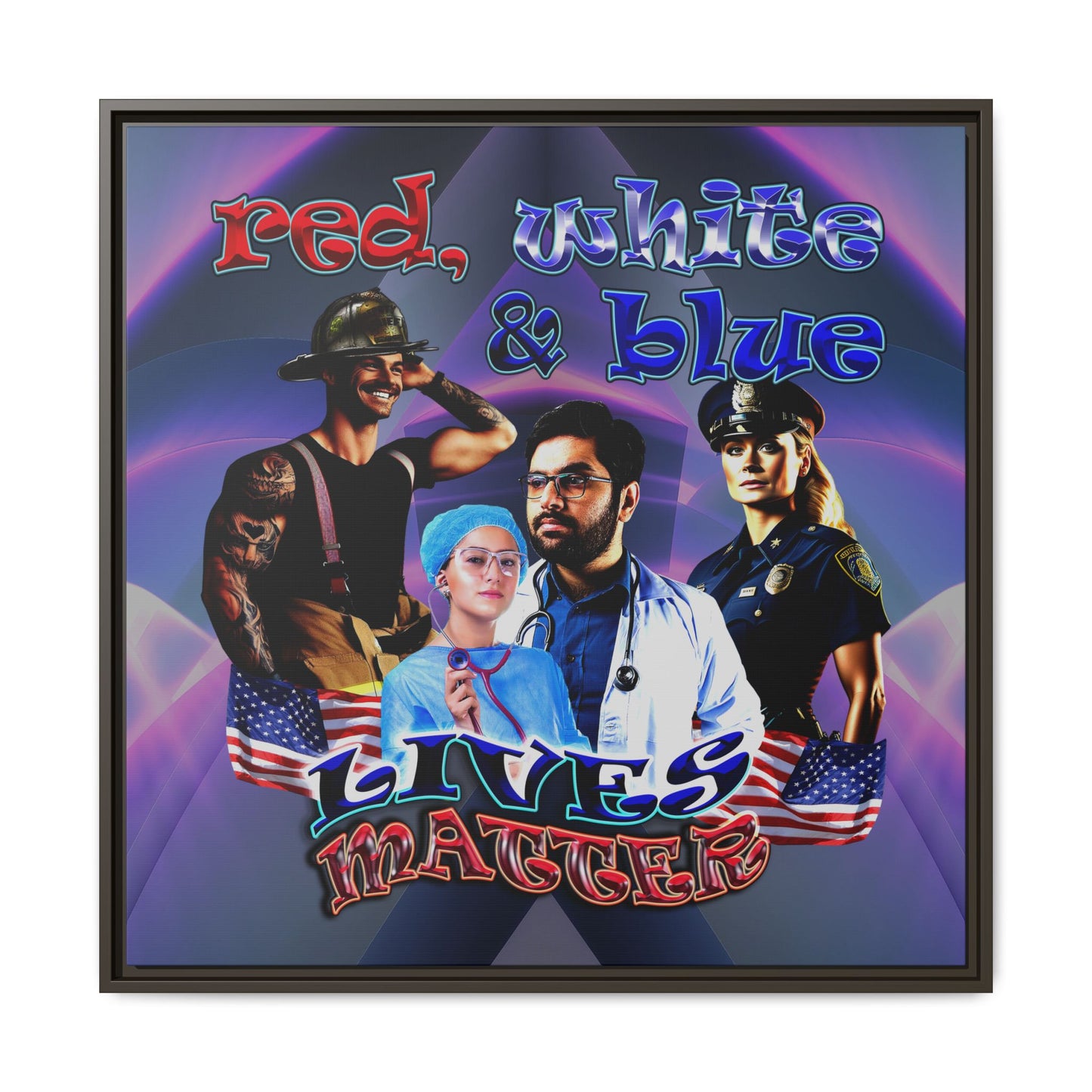 rw&b lives matter - framed canvas art (grey-pink wave)