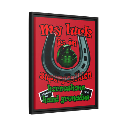 my luck - framed canvas art (dark red)