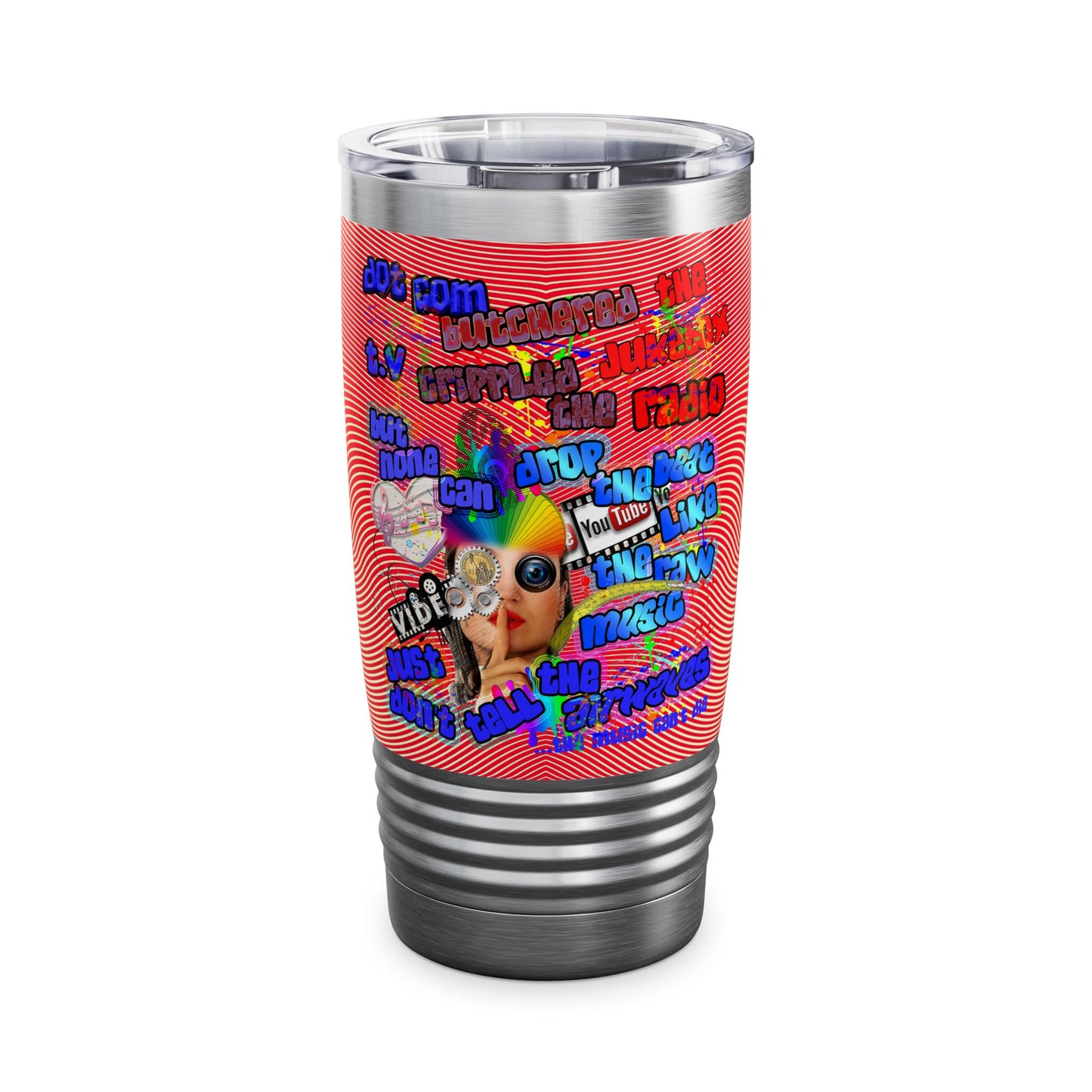 drop the beat - Ringneck Tumbler, 20oz  (yellow-orange wave)