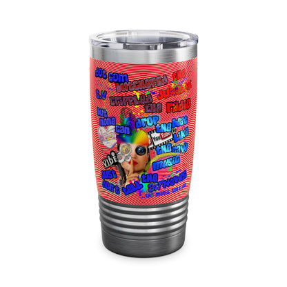 drop the beat - Ringneck Tumbler, 20oz  (yellow-orange wave)