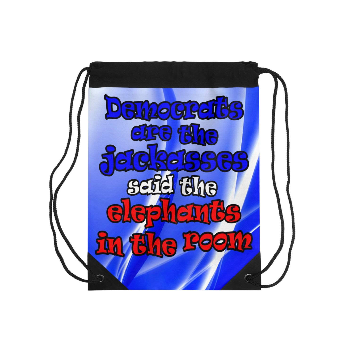 donkeys and elephants - Drawstring Bag (blue-white wave)