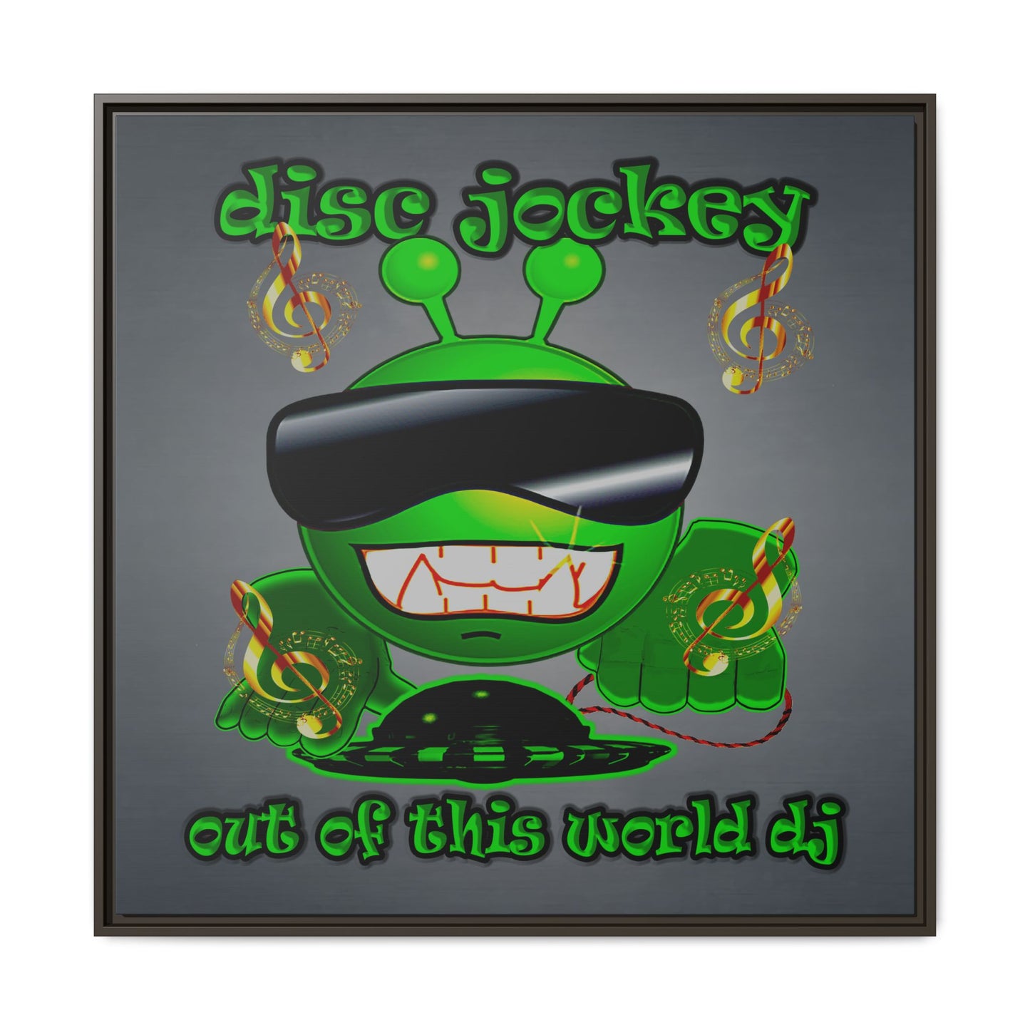 disc jockey - framed canvas art (grey-light grey)