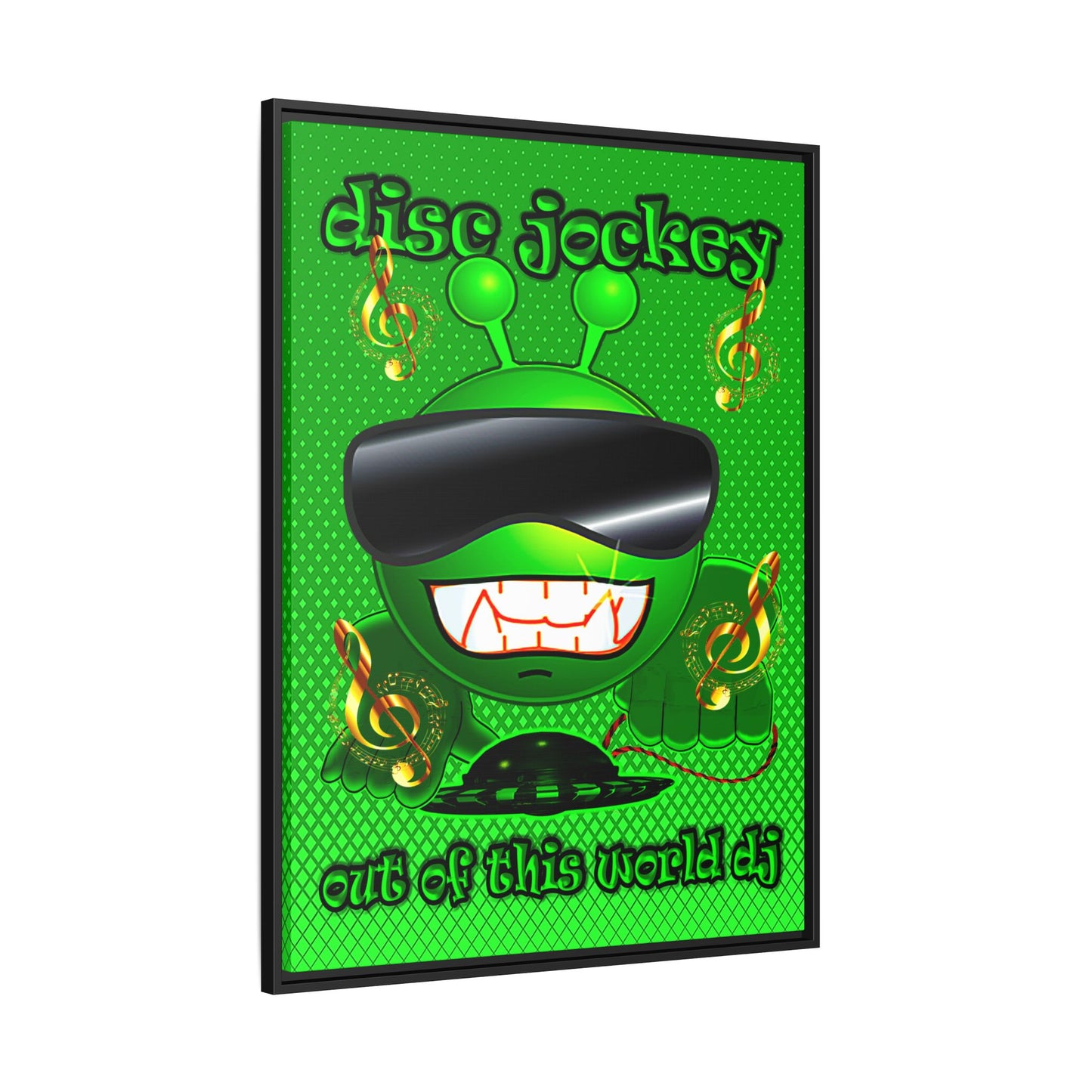 disc jockey - framed canvas art (logo green)