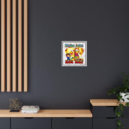 love peace - framed canvas art (white marble)