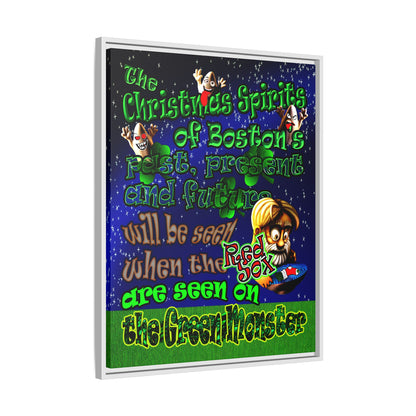 christmas spirits of boston - framed canvas art ('snoops' background)