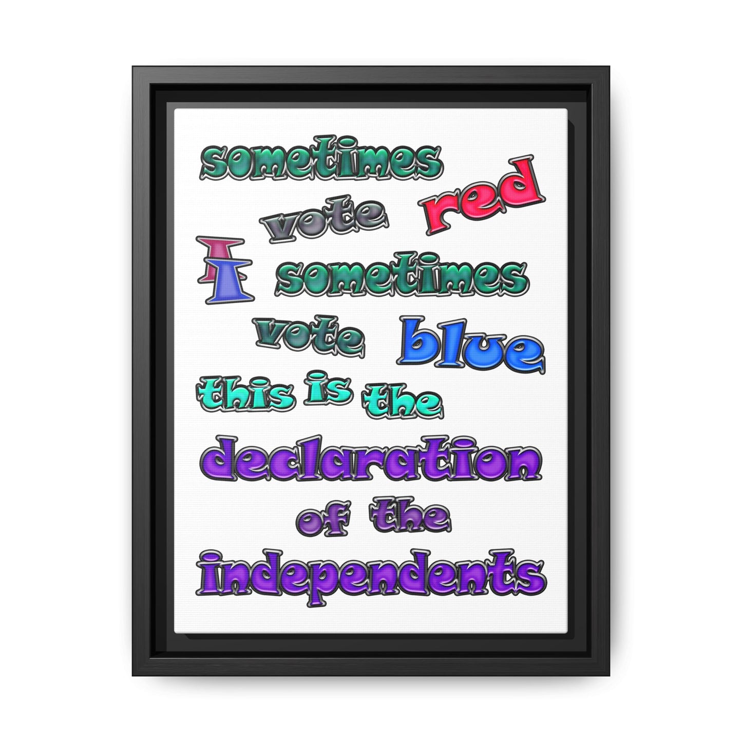 declaration of the independents - framed canvas art (white)