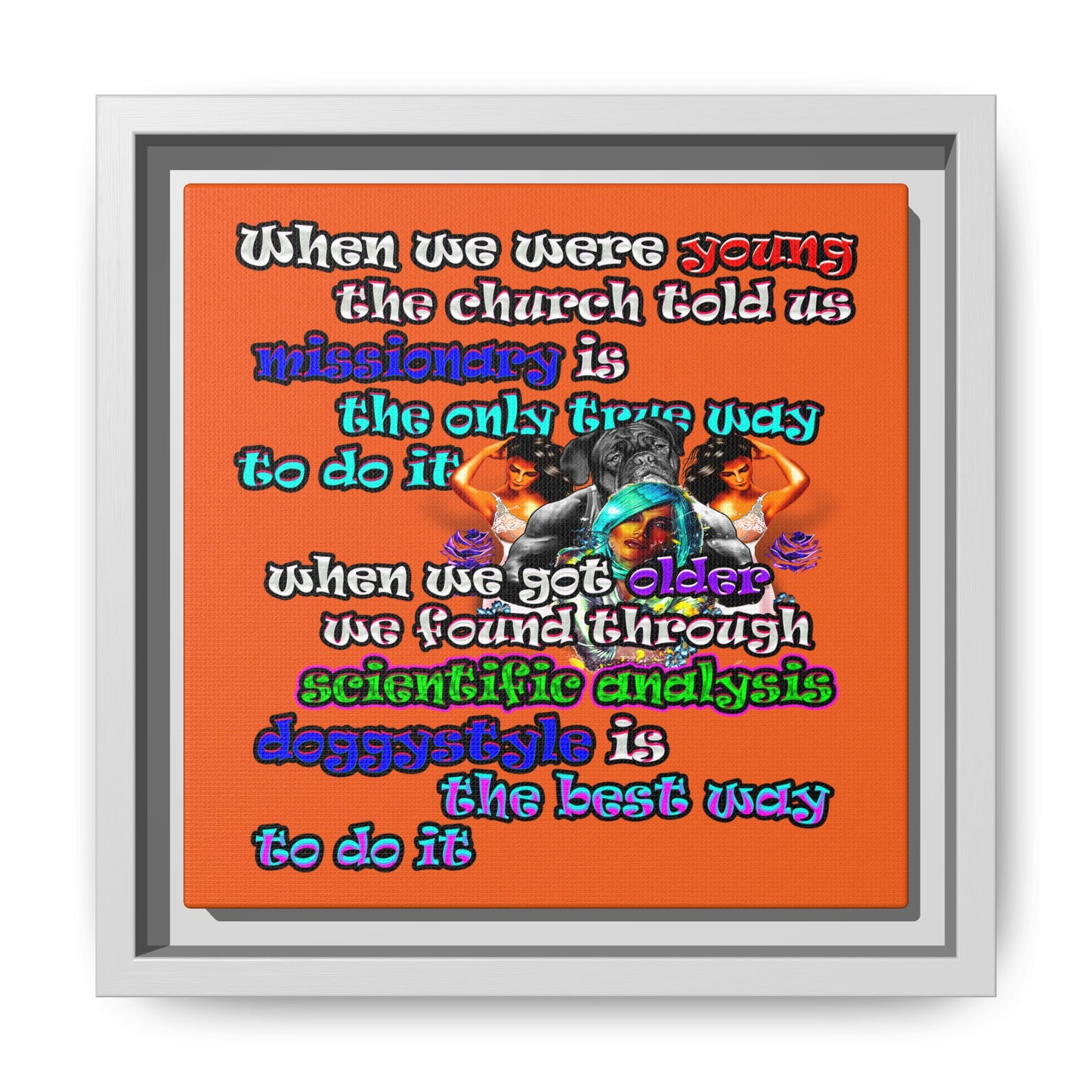 doggystyle - framed canvas art (orange)