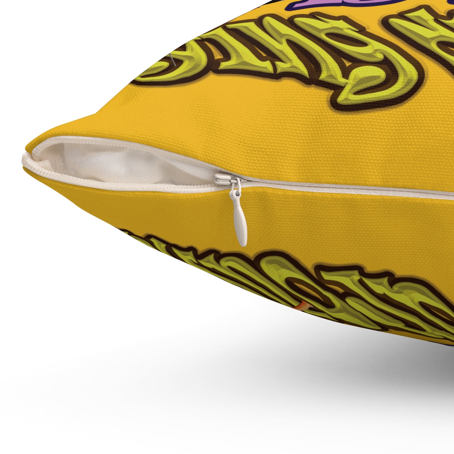 the bum's shit - Spun Polyester Square Pillow - (yellow)