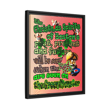 christmas spirits of boston - framed canvas art (yellow-orange wave)