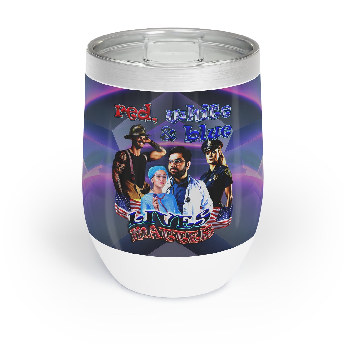 rw&b lives matter - Chill Wine Tumbler (grey-pink wave)