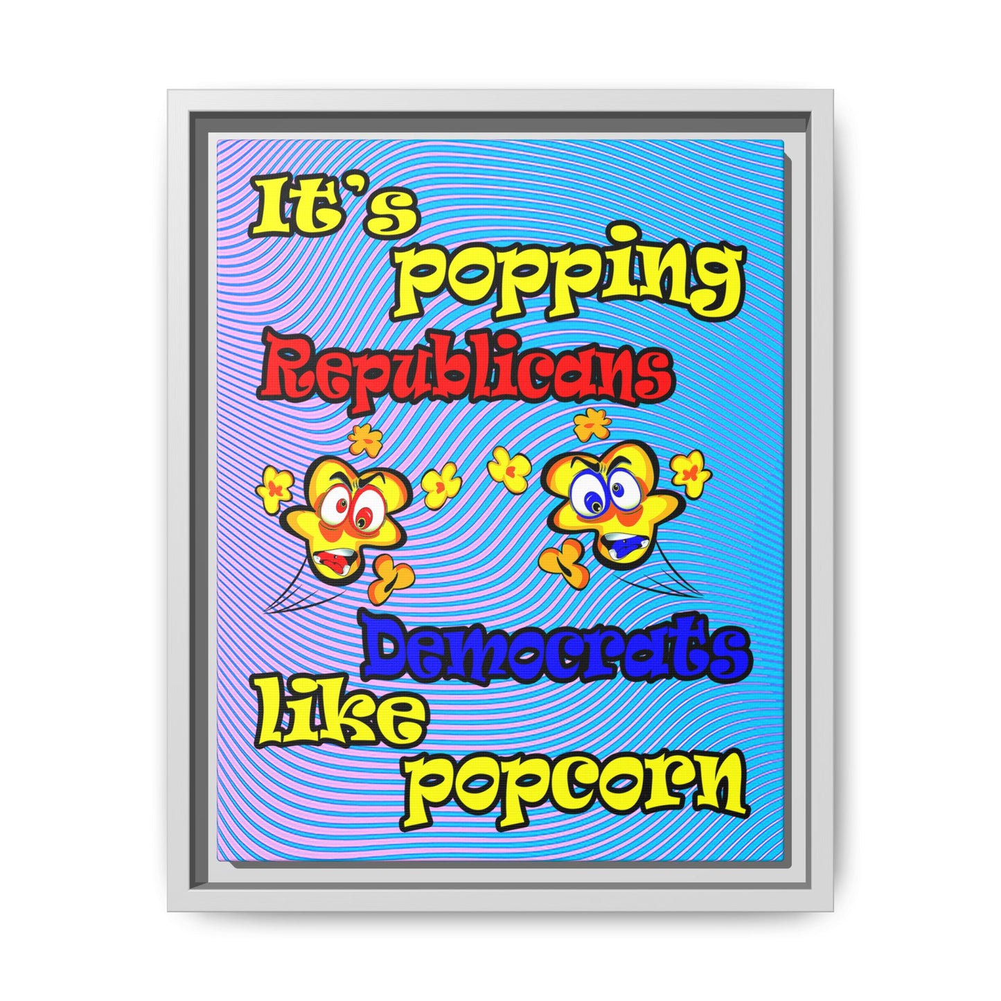 popping like popcorn - framed canvas art (light blue-purple wave)