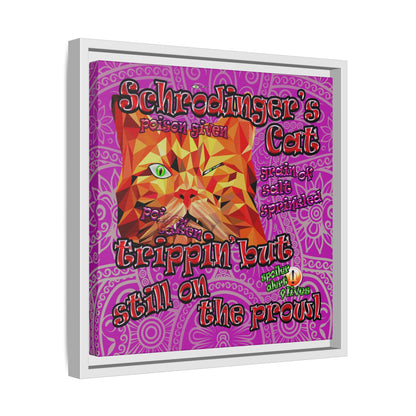 schrodinger's cat - framed canvas art (pink swirl)