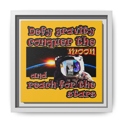defy conquer reach - framed canvas art (yellow)