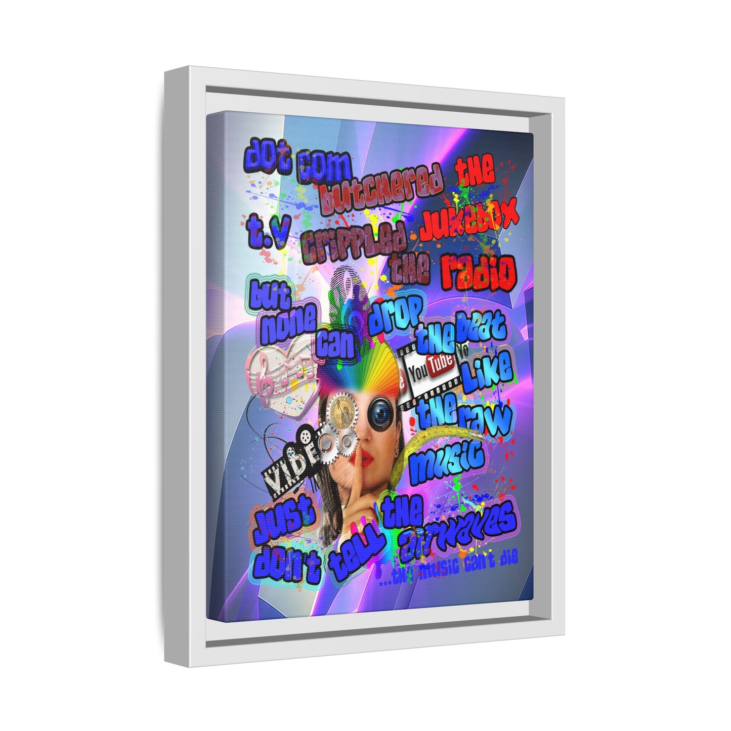 drop the beat - framed canvas art (grey-pink wave)