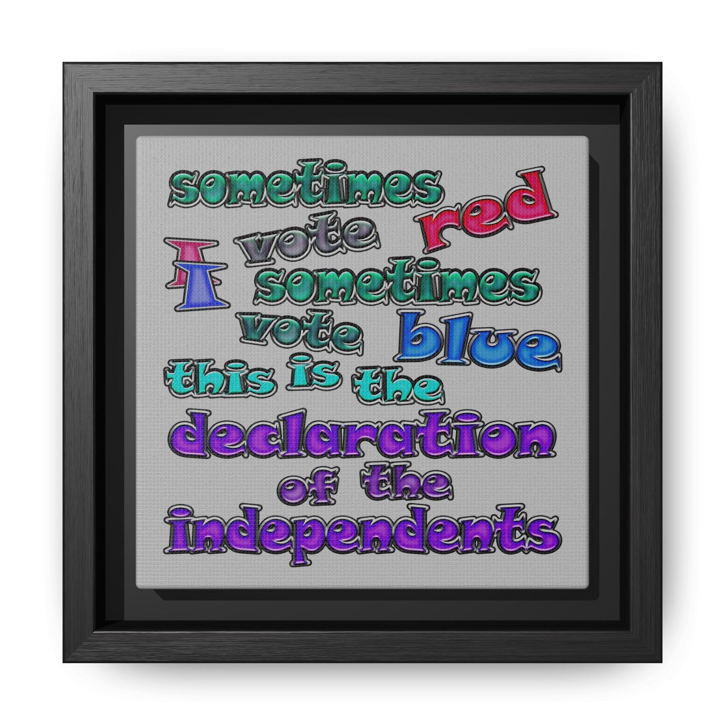 declaration of the independents - framed canvas art (light grey)