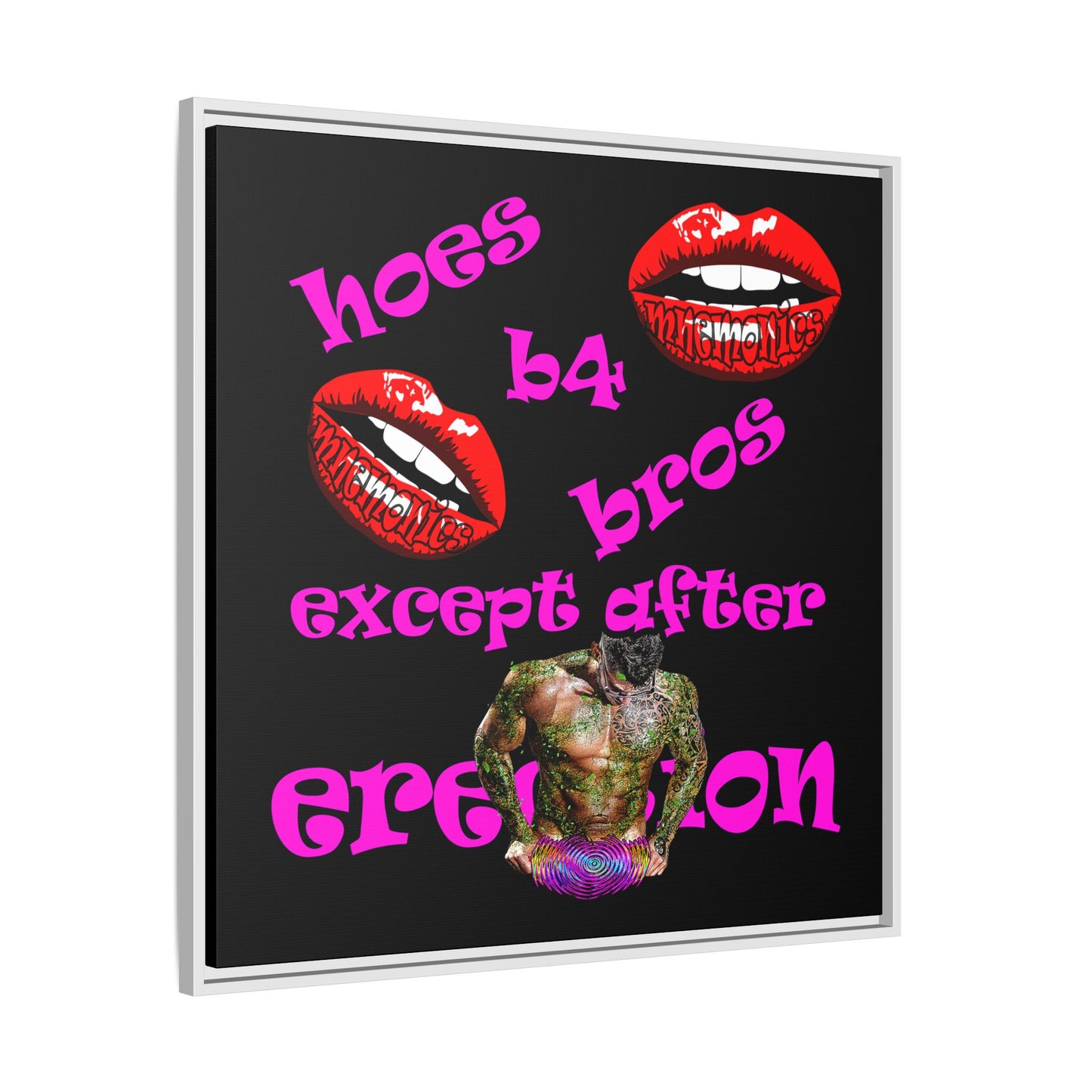 hoes b4 bros - framed canvas art (black)