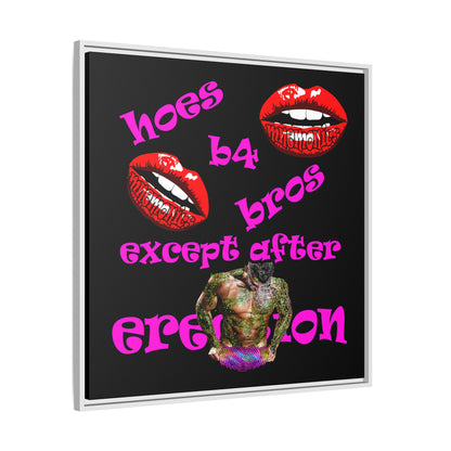 hoes b4 bros - framed canvas art (black)