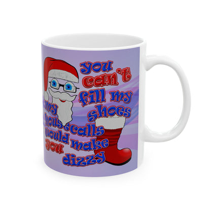 santa's shoes - White Mug (light blue-pink wave)