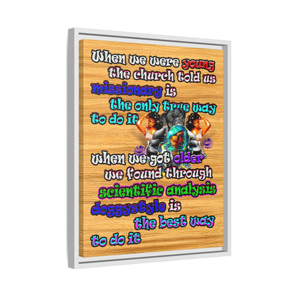 doggystyle - framed canvas art (butterscotch wood finish)