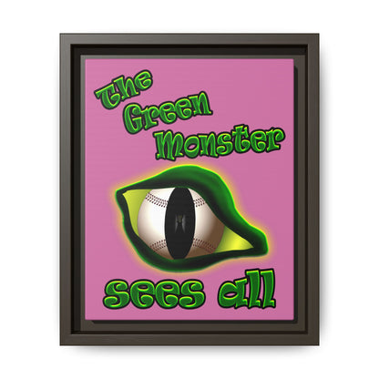 green monster - framed canvas art (light pink)
