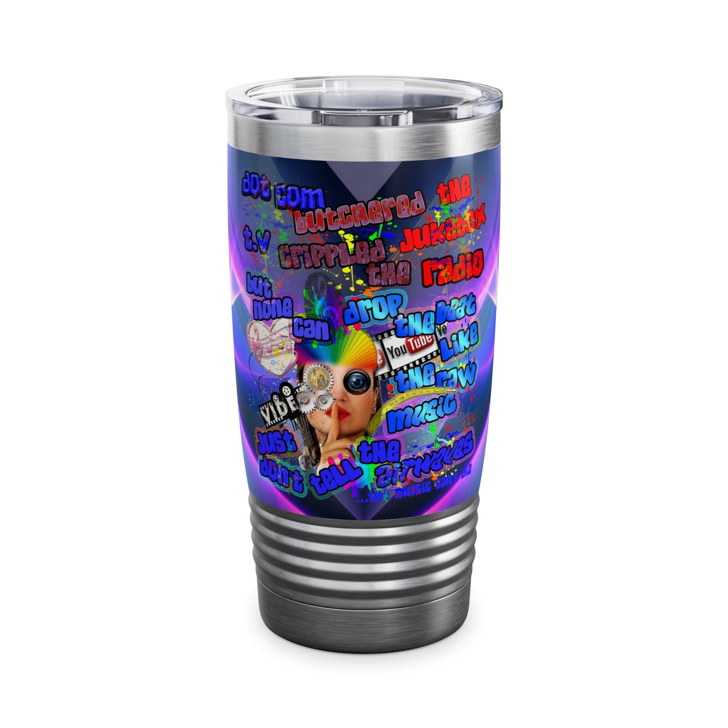 drop the beat - Ringneck Tumbler, 20oz  (grey-pink wave)