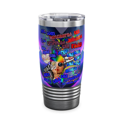 drop the beat - Ringneck Tumbler, 20oz  (grey-pink wave)