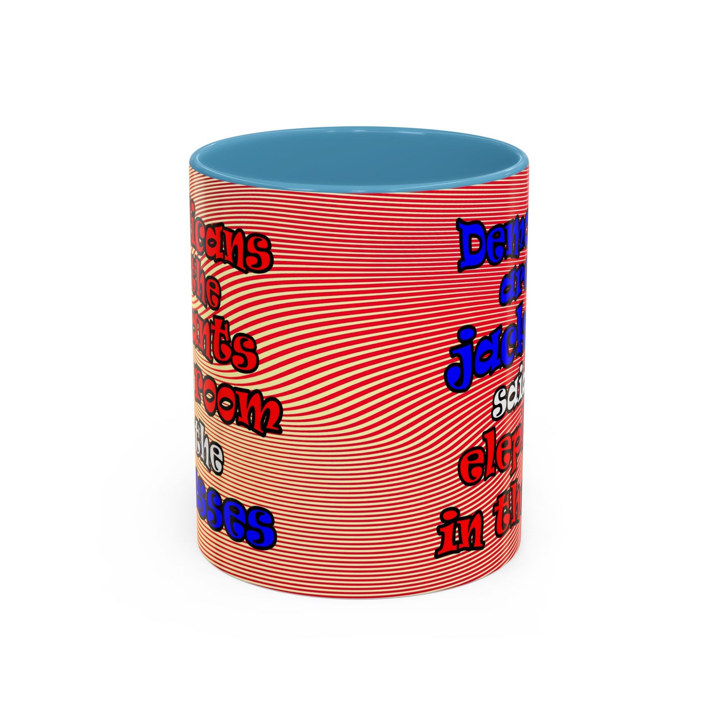 donkeys and elephants - Accent Mug (yellow-orange wave)