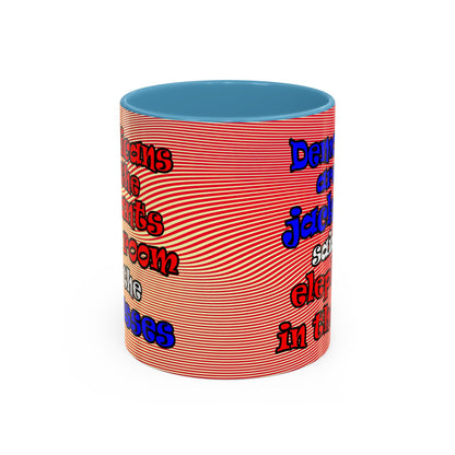 donkeys and elephants - Accent Mug (yellow-orange wave)