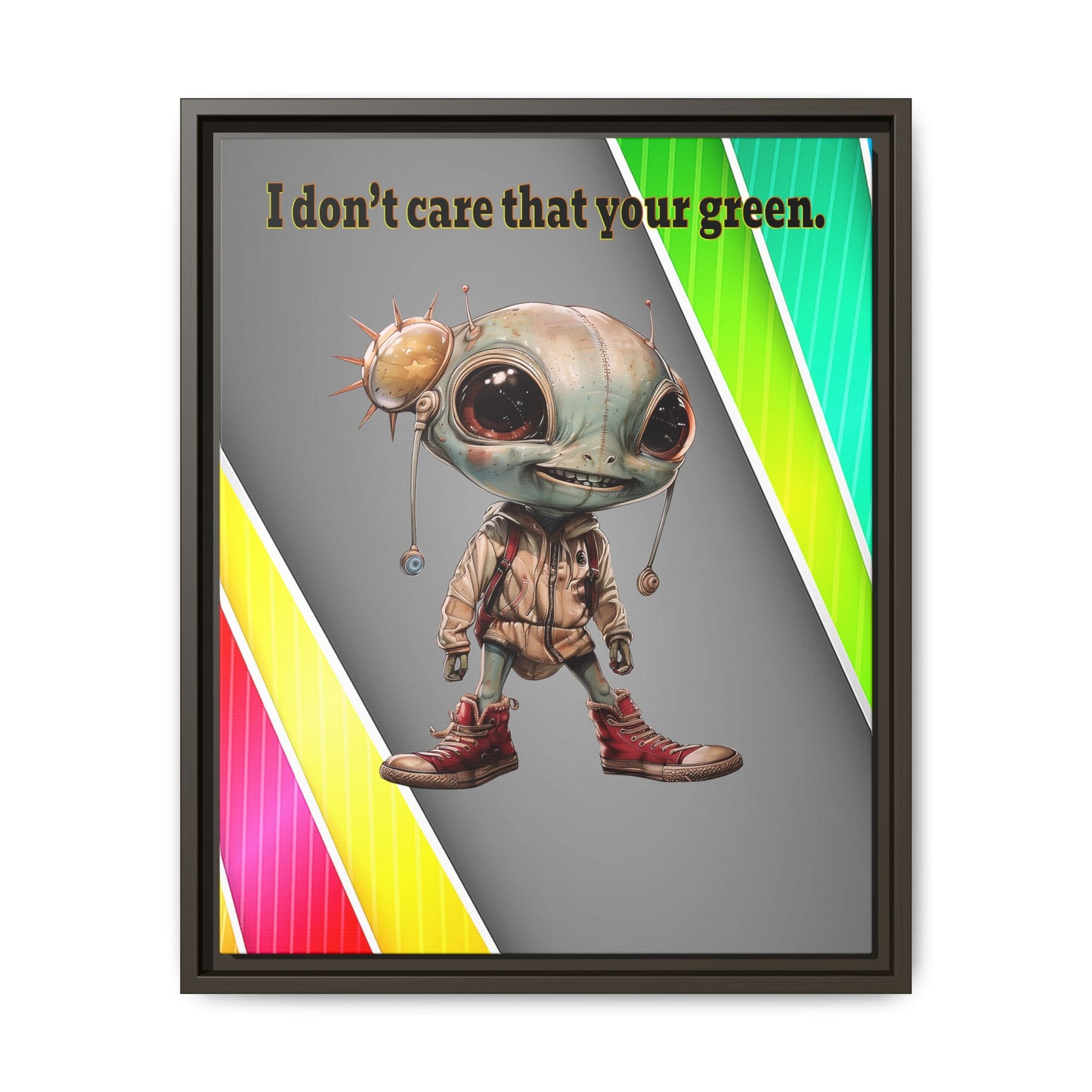 I don't care that your green - framed canvas art (rainbow split)