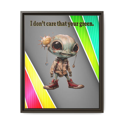 I don't care that your green - framed canvas art (rainbow split)
